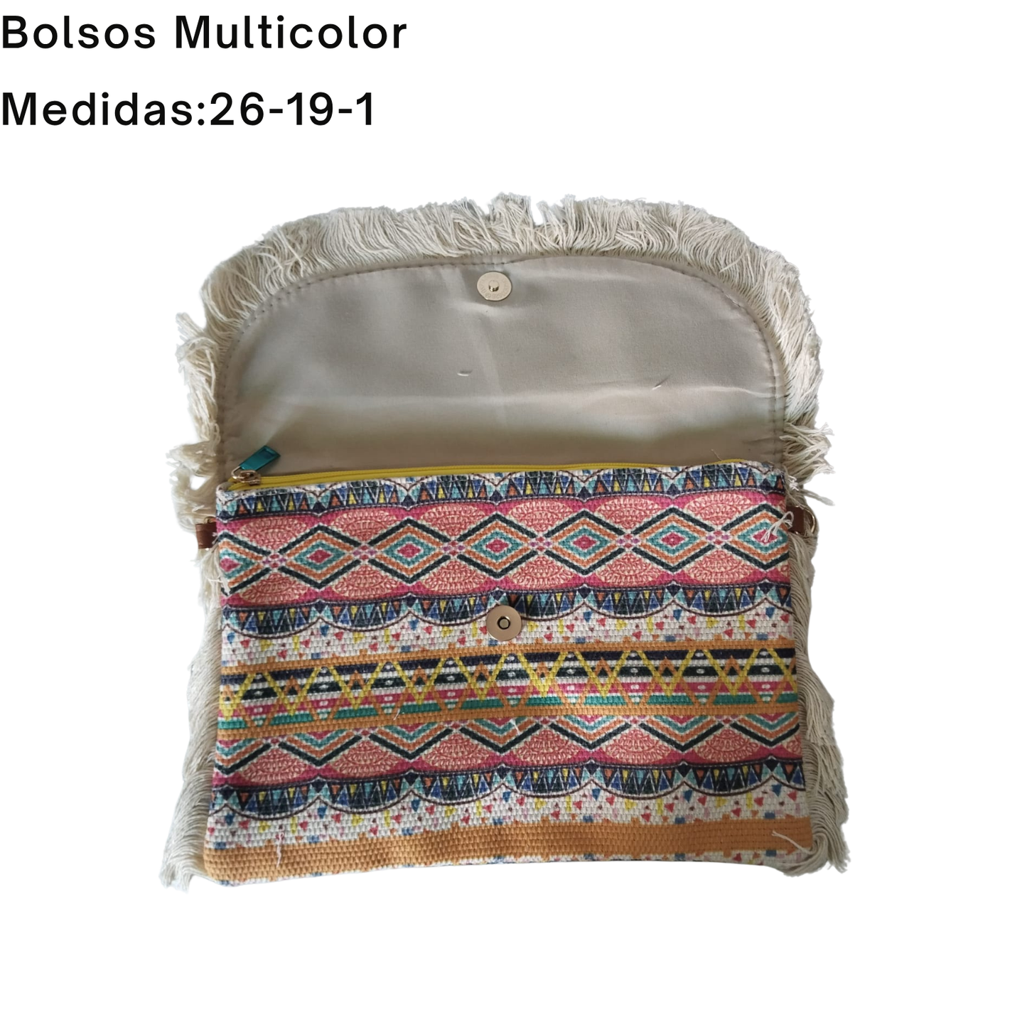 Bolsos de Mano Multicolores con Estilo Étnico
