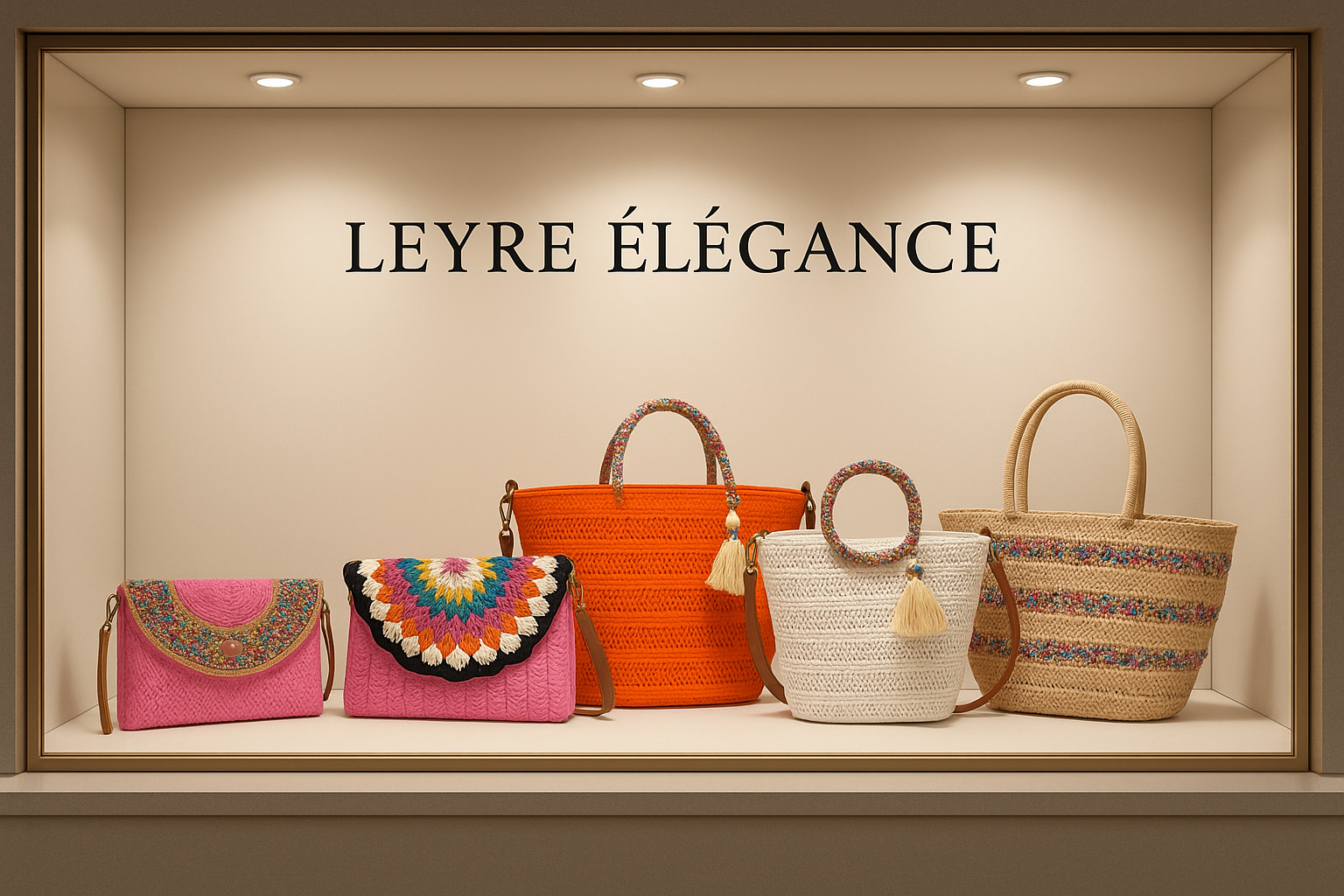 Banner con productos reales de Leyre Élégance